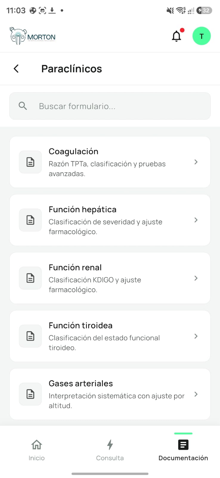 Morton QRef — pantalla de la app