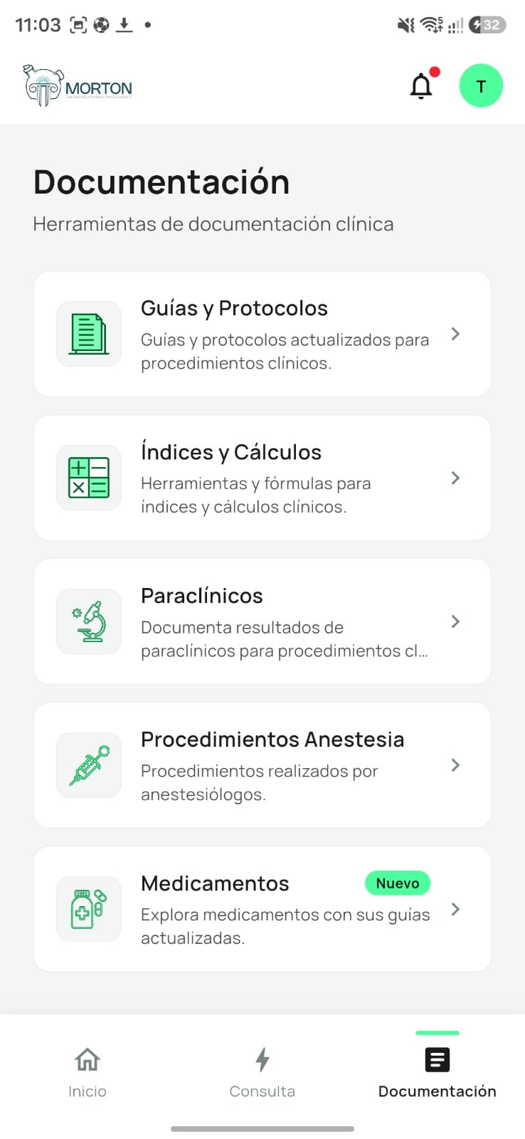 Morton QRef — pantalla de la app